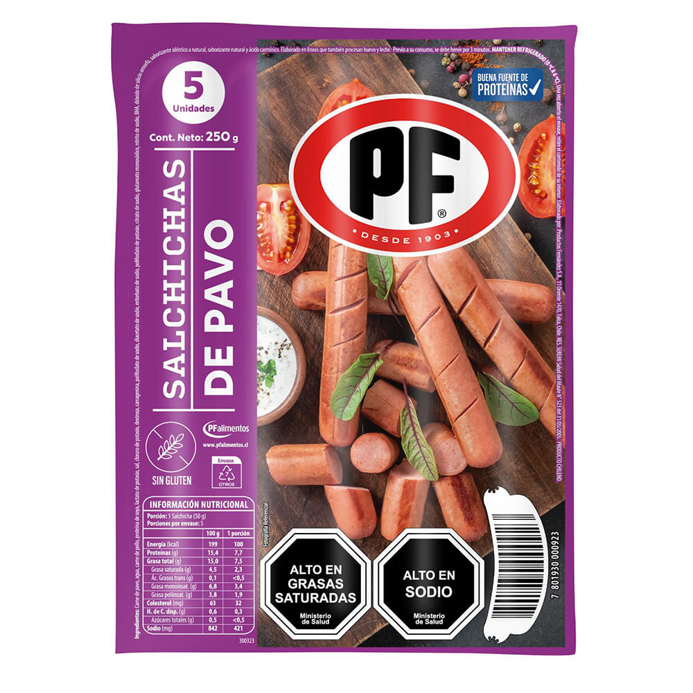 salchichas de pavo pf