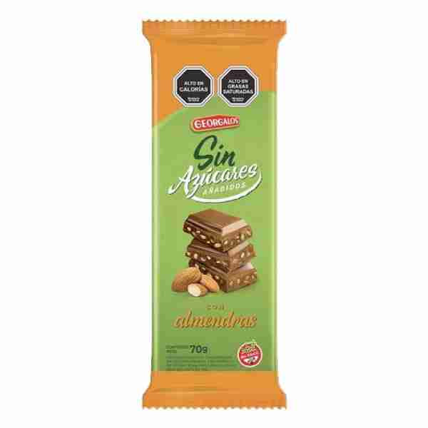 chocolate sin zucar almendras 70g