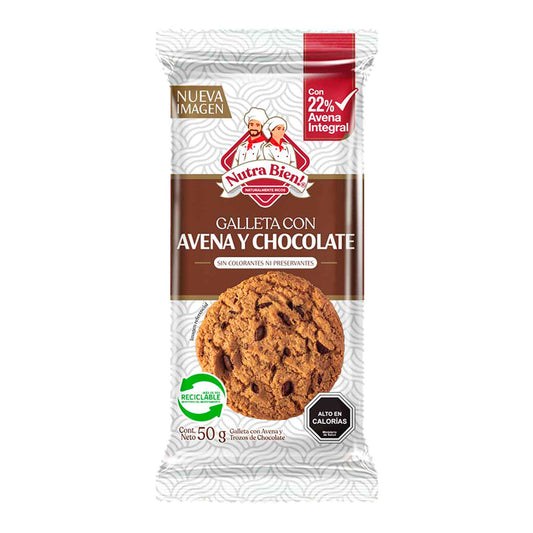 galleta avena y chocolate 50g nutra bien