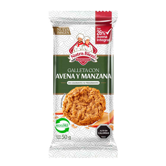 galleta avena manzana 50g nutra bien