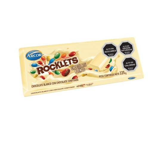 rocklets barra chocolate blanco 125g