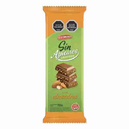 chocolate sin zucar almendras 70g